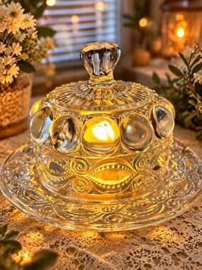 Mosser Eyewinker Glass Fairy Lamp Cottage Glow Butter Dish LED
